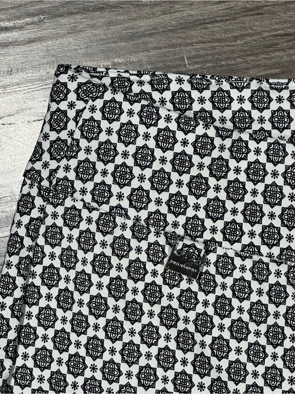 PHILOSOPHY Black & White Geometric Print Pull On Stretch Cropped Capri Pants S - Picture 4 of 9